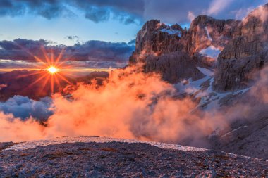 suset in Dolomite Alps, Italy clipart