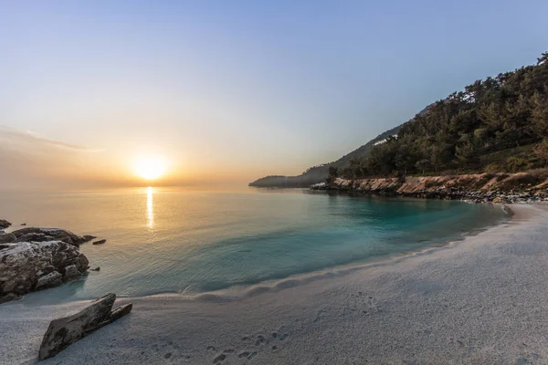 Sunrise Marble Beach Thassos Islands Greece Most Beautiful White Beach — Stock Photo, Image
