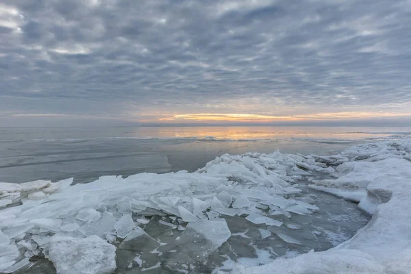 Sunrise Winter Razim Lake Danube Delta Romania — Stock Photo, Image