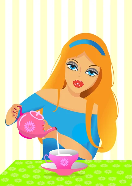 The girl gives some tea — Stock Vector