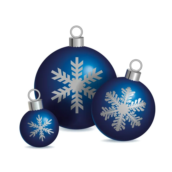 Christmas Balls New Year Christmas Greetings Three Blue Christmas Balls — Stock Vector