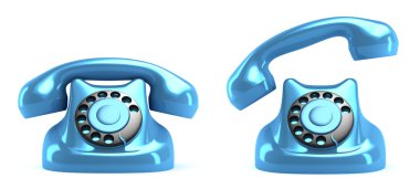 Retro telefon, önden görünüm. izole. kendi tasarım