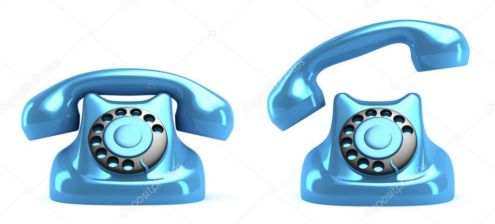 Retro telephone, front view. Isolated. My own design