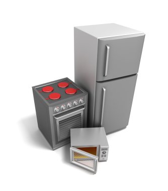 Kitchen electronics over white. My own design clipart