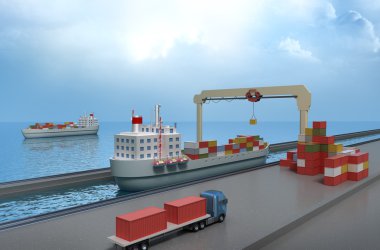 Vinç kaldırma kargo konteyner ve gemi yükleme