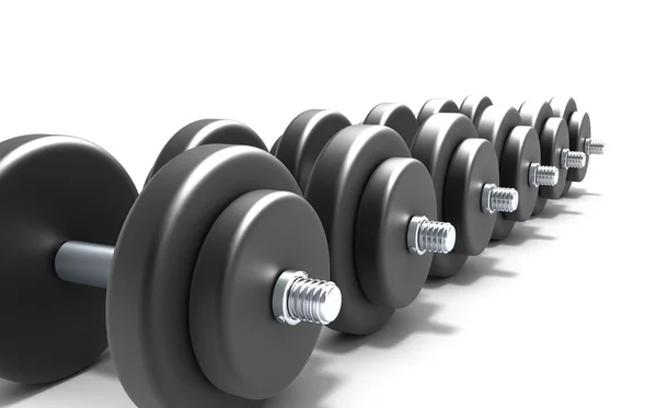 Black dumbbells sobre fundo branco — Fotografia de Stock