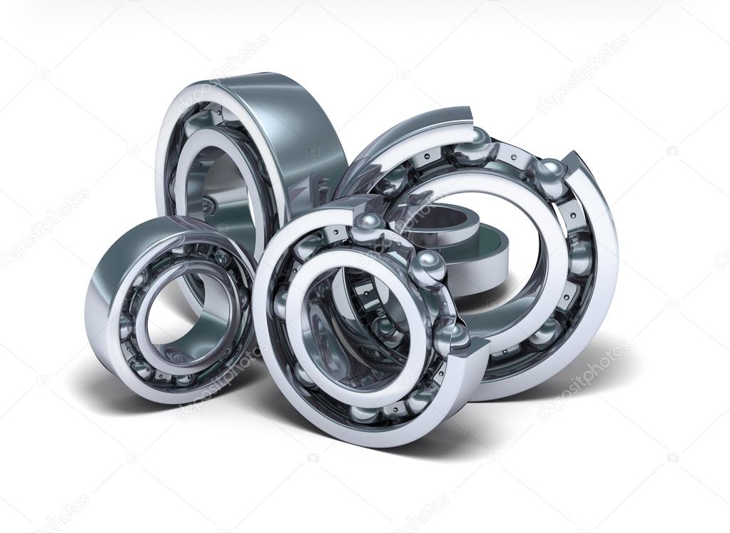 Detailed bearings production over white