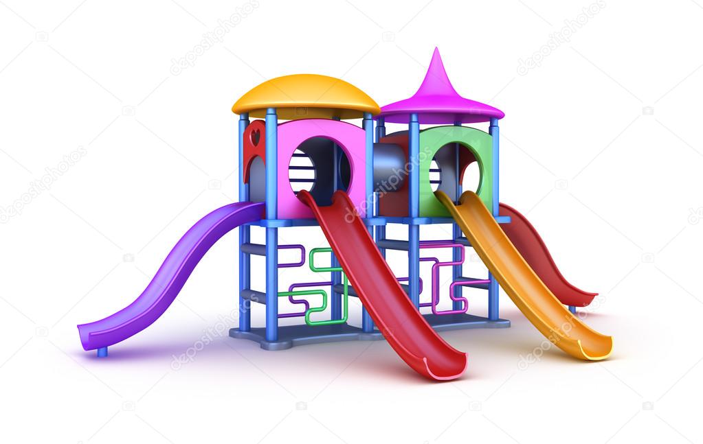 Colorful playground for childrens. Isolated on white
