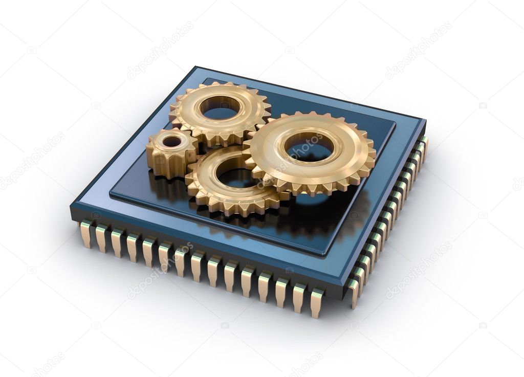 Cpu and gears, concept icon