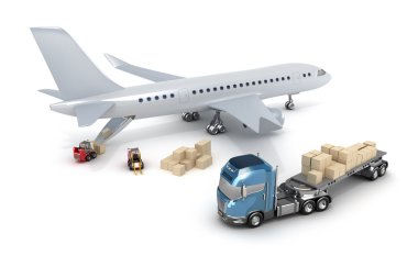 Havaalanı: uçak forklift yüklüyor