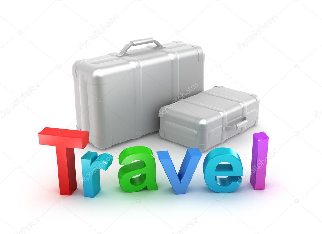 Travel word and suitcases