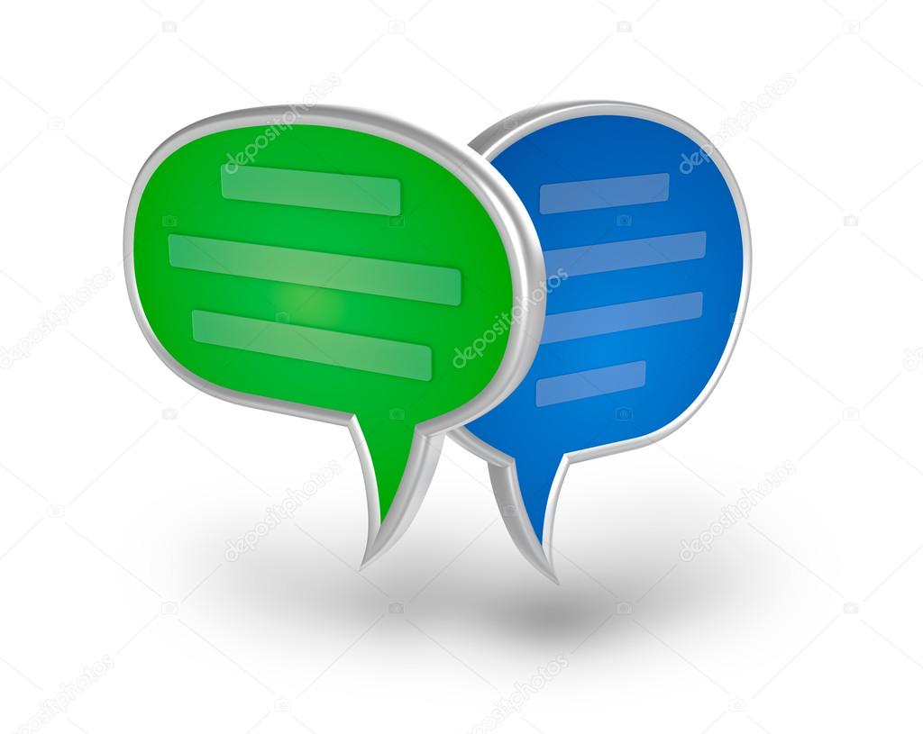 Chat bubble 3D icon over white