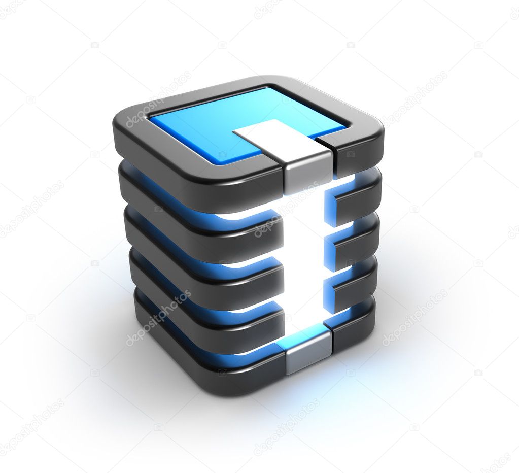 Server storage database icon over white