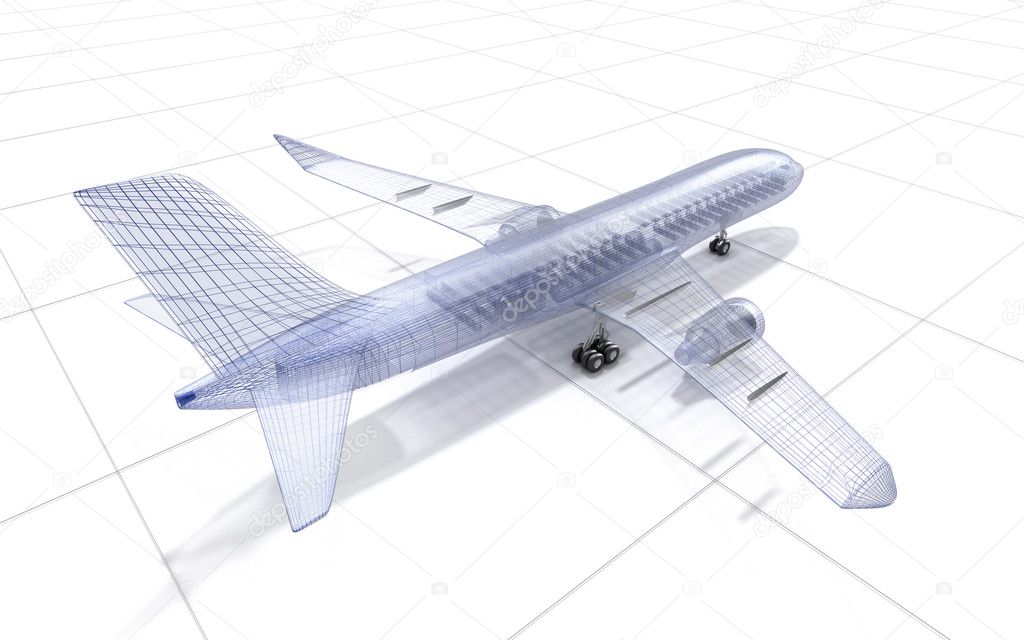 Airplane wire model , isolated on white