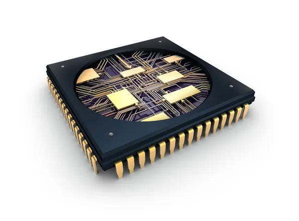 Puce CPU Comuter, vue de l'intérieur — Photo