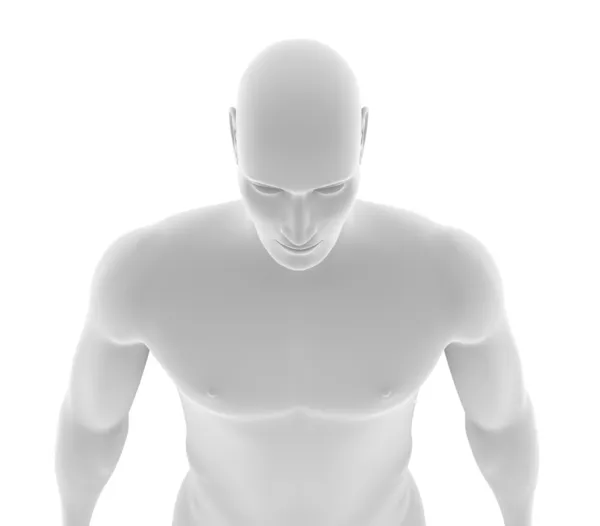 Robotic man with human skin over white — Stock Photo, Image