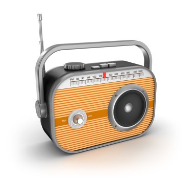 Beyaz arkaplanda retro radyo