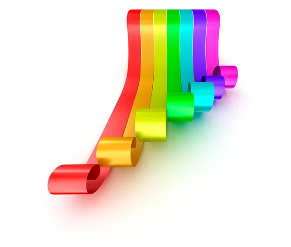 Rainbow színes szalagok elszigetelt fehér background — Stock Fotó