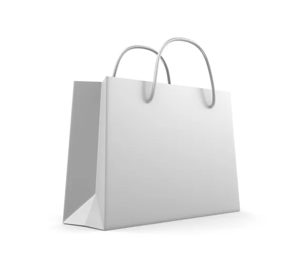 Borsa shopping classica bianca. Isolato su bianco — Foto Stock