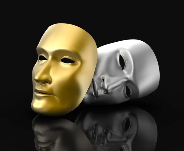 Theater masks concept. On black background. — Stock Photo, Image