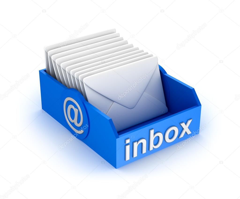 Inbox mail icon with letters. isolated on white