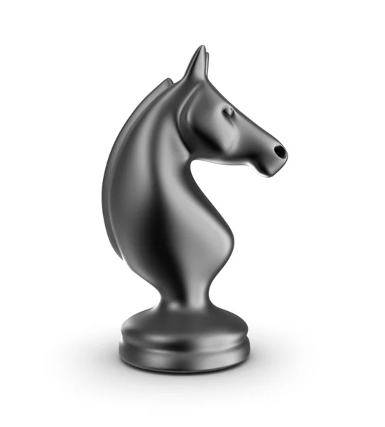 Knight black chess piece. Isolated on white — Stock Photo, Image