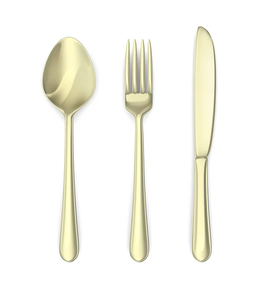 Cutlery: spoon, knife, fork. Isolated on white — Stock Photo, Image