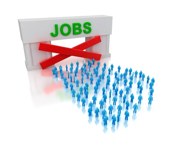 Inga jobb: arbetslöshet. isolerad på vita koncept. — Stockfoto