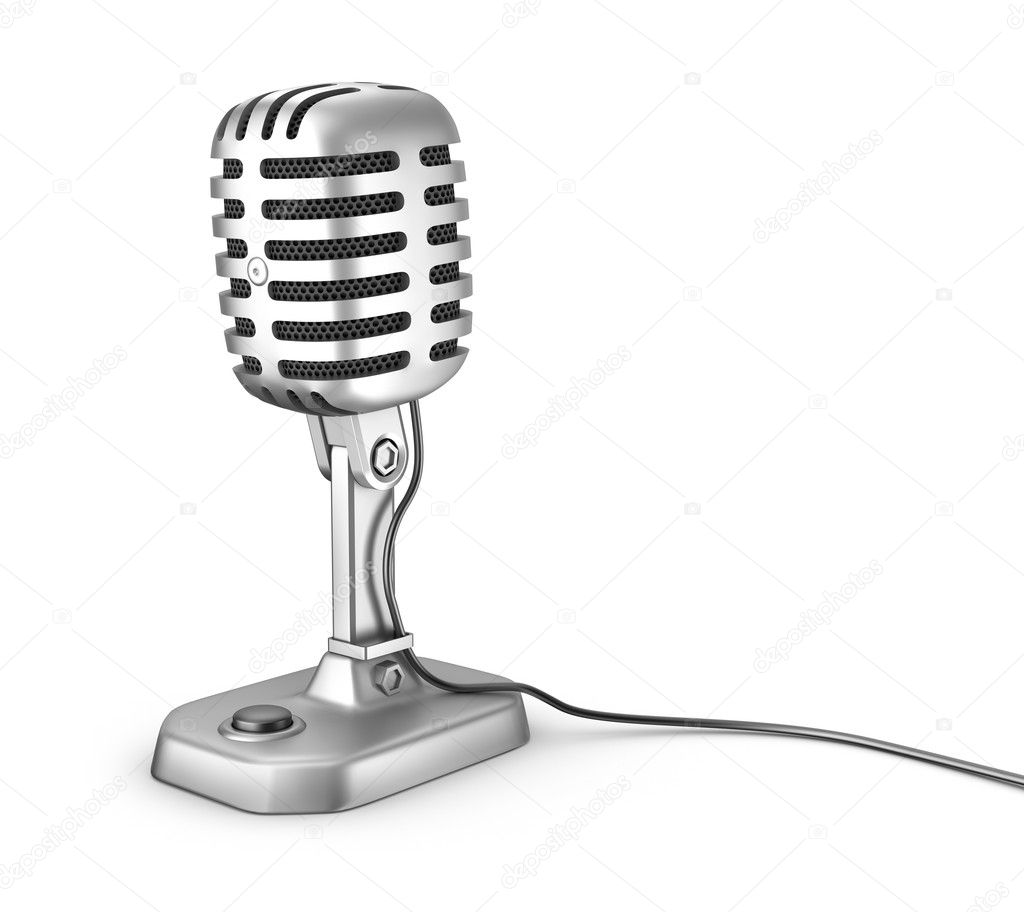 Retro microphone. Isolated on white.