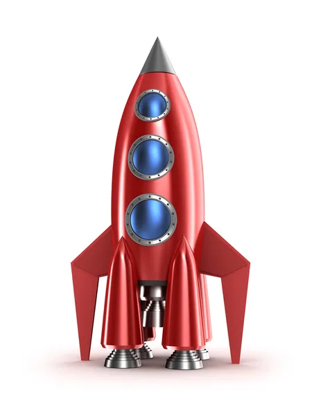Retro rode raket concept. geïsoleerd op wit. — Stockfoto