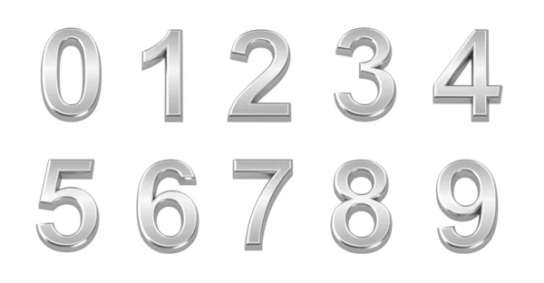 3D chrome numbers set from 0 to 9. — Stock Photo, Image