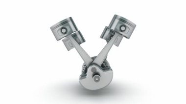 v4 motor piston. 3D görüntü.