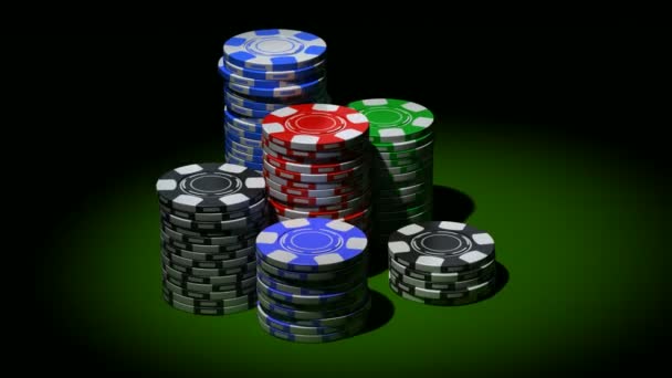 Gambling chips in piles. Rotation loop — Stock Video