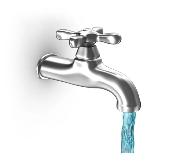 Vattenkran med rinnande vatten — Stockfoto