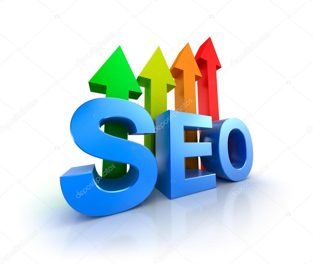 SEO word with upcoming arrows
