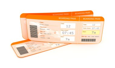 uçak boarding pass biletleri.