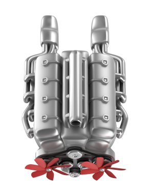 V8 motoru beyaz bitti. kendi tasarımı. Üstten Görünüm