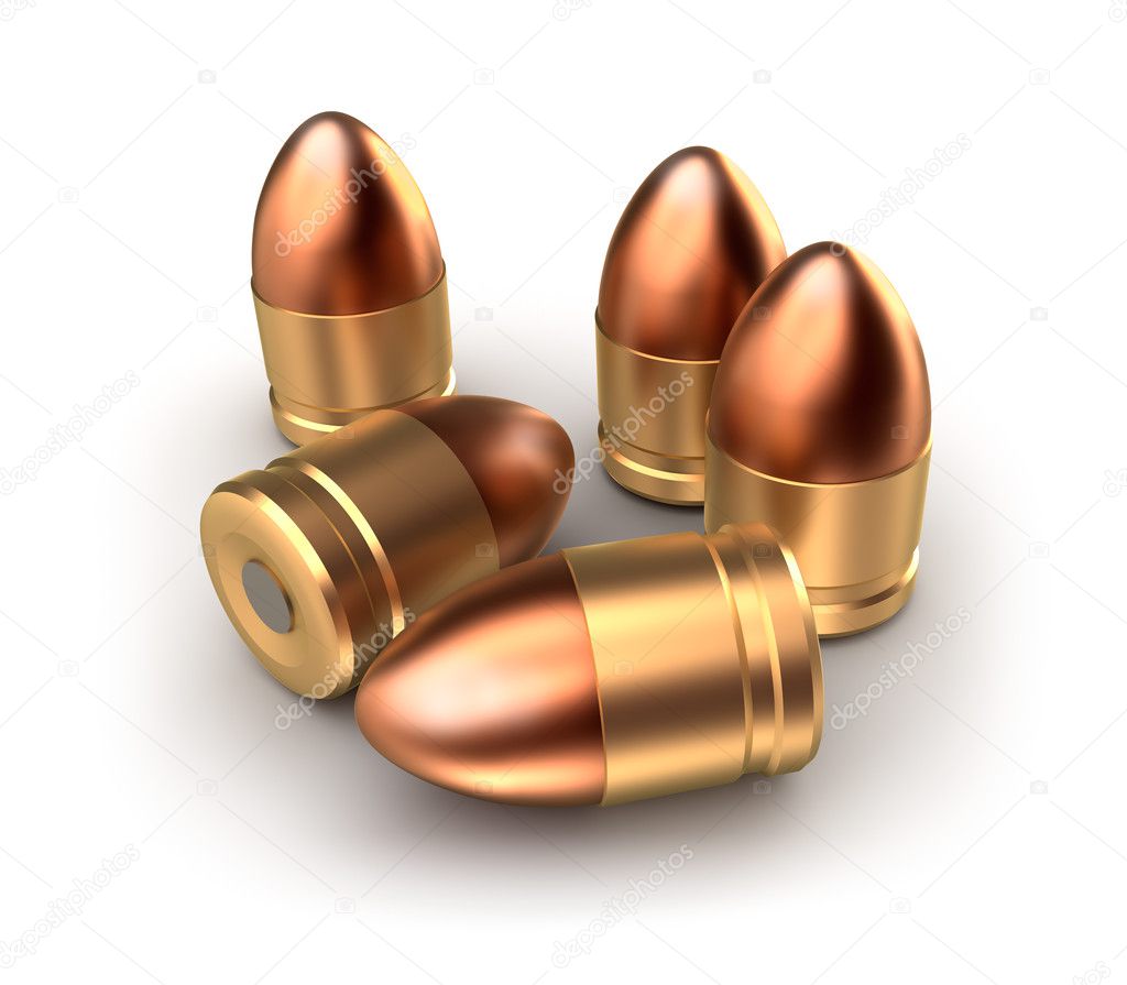 Pack of pistol ammo catridges with bullets. Concept.
