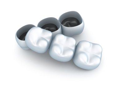Artificial tooth crowns. clipart