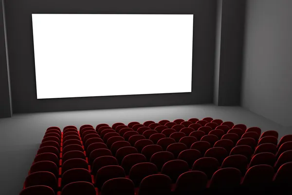Innenraum des Kinos. isolierter weißer Bildschirm — Stockfoto