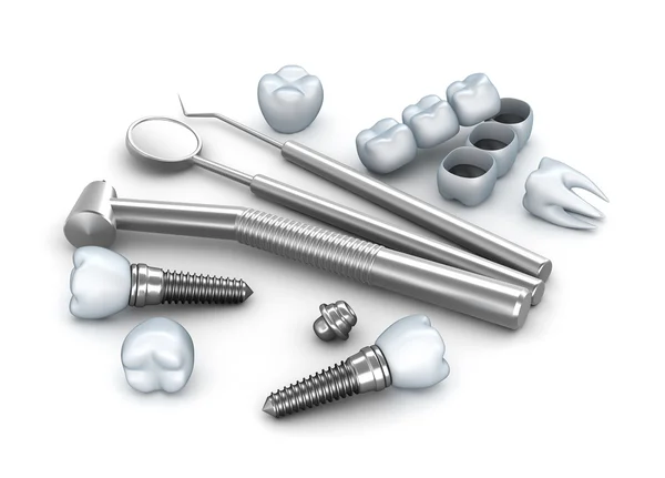 Dents, implants et instruments dentaires — Photo