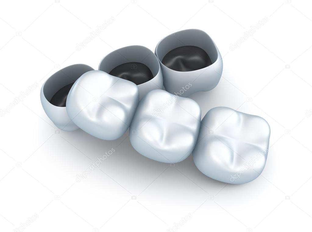 Artificial tooth crowns.