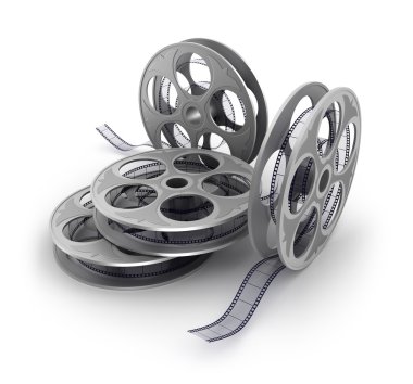 Beyaz arkaplanda eski film şeridi
