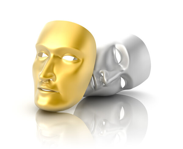 Театральная маска на белом фоне
