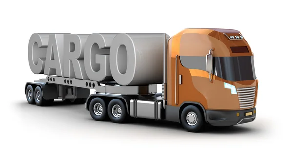Современный грузовик с грузовым словом — стоковое фото