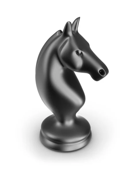 Knight black chess piece. Isolated on white 3d image — Stock Photo, Image