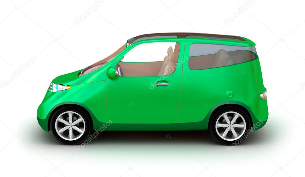 Compact car on white background. My own design
