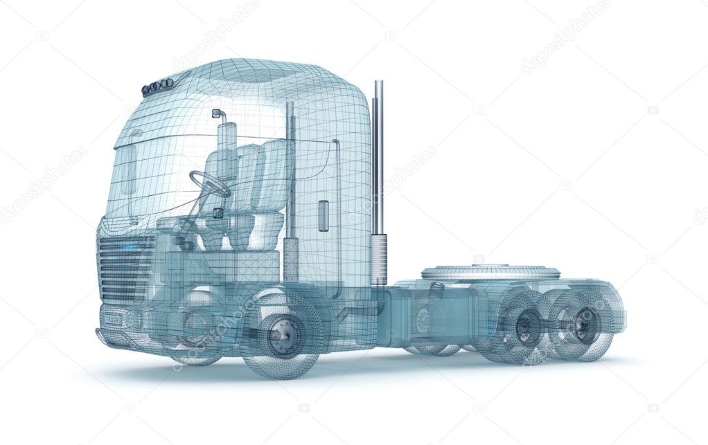 Mesh truck isolated on white. My own design