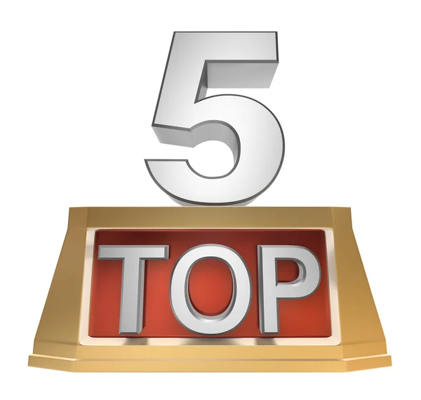 Top 5, isoliert auf weiß — Stockfoto