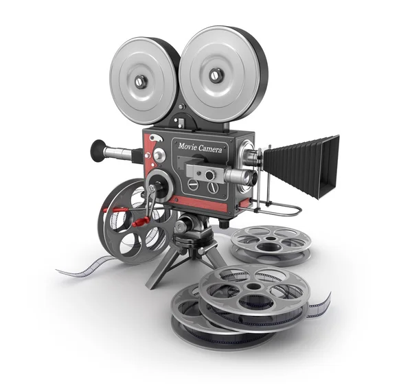 Vintage movie camera and film — Stock Photo, Image